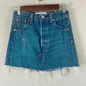 EB Denim Mini Skirt Medium Wash Reclaimed Levi's Women's XS